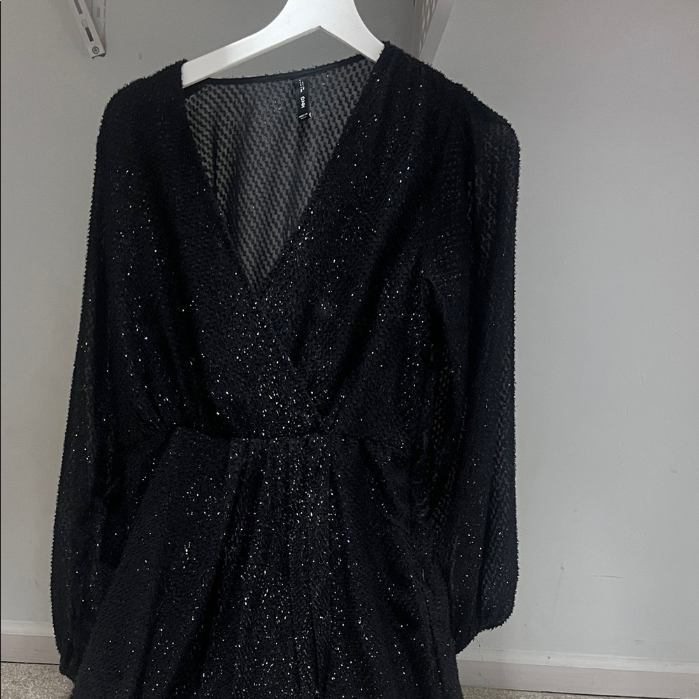 Mango Shimmering Black Mini Dress